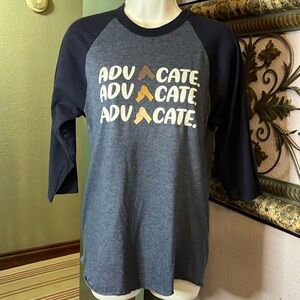 Tultex Teacher Tee LS “Advocate written & sign language- Sz S raglan sleeves
